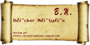 Böcker Mátyás névjegykártya